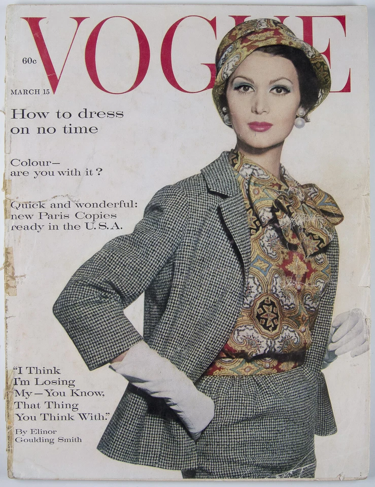 Rene Bouche HENRY CLARKE Jersey Suit COLETTE Paris BROOKLN ~ VOGUE March 15 1961 - Image 1 of 1