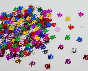 16th Multicolour Confetti Tabletop Sprinkle Anniversary Birthday Party Decor X1 - Picture 1 of 5
