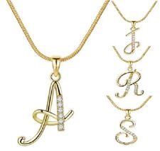 Initial Letter Necklace Old English Font Necklace Crystal A-Z Alphabet Necklace