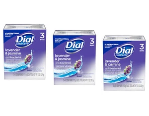 Dial Lavender & Jasmine Antibacterial 4oz. Bar Soap, 3 Count - Pack of 3 - Picture 1 of 4