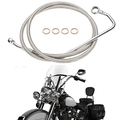 Línea de freno delantero de manillar Harley Softail de 16"" para 2011-2017 con ABS plateado Foto 1 de 4