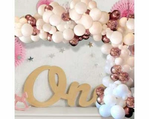 Balloon Arch Garland Kit - 124 Pieces - White, Rose Gold & Rose Gold Confetti - Picture 1 of 5