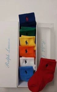 6-12m BABY BOYS POLO RALPH LAUREN Crew Socks - 7 PAIR Gift Box 🎁  $42 MSRP  - Picture 1 of 8
