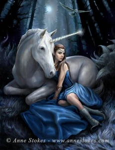 ANNE STOKES ART - BLUE MOON UNICORN 3D PICTURE PRINT 300mm x 400mm - Picture 1 of 2