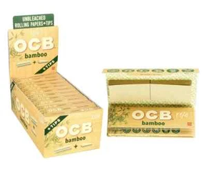 😊OCB BAMBOO UNBLEACHED ROLLING PAPERS + TIPS🔥 1 ¼ SIZE😎24 PACKS✨ - Picture 1 of 4