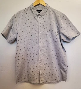 Molokai Surf Co Mens XL Short Sleeve Shirt Gray Palm Trees Button Front - Picture 1 of 9