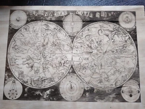 Mapa astronómico antiguo Planisphaerium coeleste grabado en madera 17,5" x 13" - Imagen 1 de 14