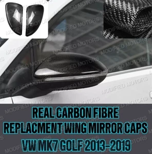 PAIR OF *REAL* CARBON FIBRE REPLACEMENT MIRROR CAPS for VW MK7 MK7.5 GTI GTD R - Picture 1 of 5
