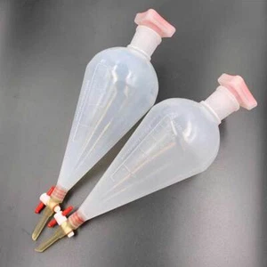 125-1000ml Plastic Separatory Funnel, PTFE Stopcock, Chem Lab Plasticware - Picture 1 of 7