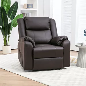 PU Leather Recliner Chair with Footrest and 2 Side Pockets - Picture 1 of 11