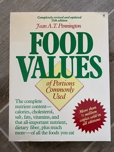 Food Values of Portions Commonly Used, Jean A.T. Pennington, 1989, Like New Cond - Imagen 1 de 2