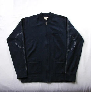 Men's YMC You Must Create Dark Blue Full Zip Wool Acrylic Blend Sweater M - Picture 1 of 6