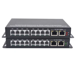 POTS RJ11 Landline Telephone and 2 Gigabit Ethernet over Fiber Optic Converters - Picture 1 of 6