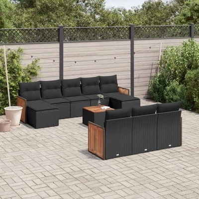 Vidaxl Gartenmöbel Sofa Garnitur Gartengarnitur Garten Sitzgruppe 11tlg. Schwarz - Bild 1 von 4
