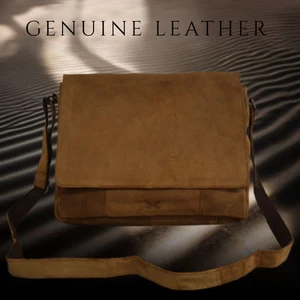 Genuine Suede & Leather Messenger –Premium Handbag Satchel Laptop bag,office bag - Picture 1 of 8