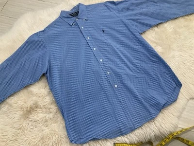 Ralph Lauren Shirt Men XL Blake Two Ply Long Sleeve Blue / White Plaid Checkered - Image 1 of 4