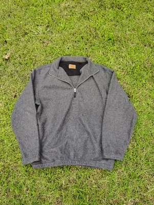 St Johns Bay Men's Fleece Sweater Large Tall (LT) Gray 1/4 Zip Pullover Outdoors - Image 1 of 4