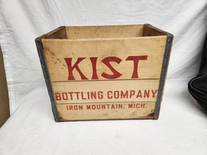 VINTAGE DRINK ORANGE KIST WOODEN SODA BOTTLE CRATE  ANTIQUE SIGN Iron Mountian  - Picture 1 of 9