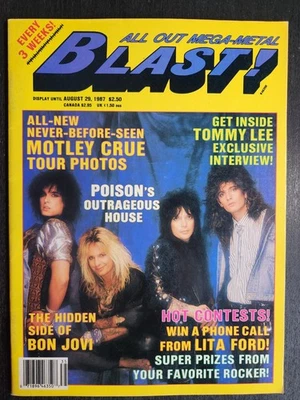 BLAST CELEBRITY ROCK MAGAZINE AUG 1987, CRUE, BON JOVI, POISON, WHITESNAKE, FN Foto 1 de 4