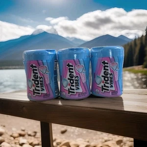 3x Trident Vibes Gomma da masticare senza zucchero in cotone caramelle, bottiglia da 40 pezzi scadenza 25/09 - Foto 1 di 2