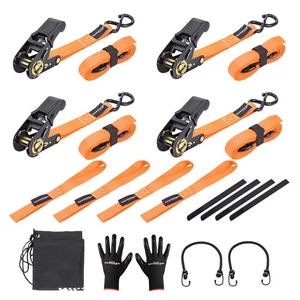 Heavy Duty Ratchet Tie Down Kit 1in * 15ft for Transport for Motorcycle Truck - Picture 1 of 19