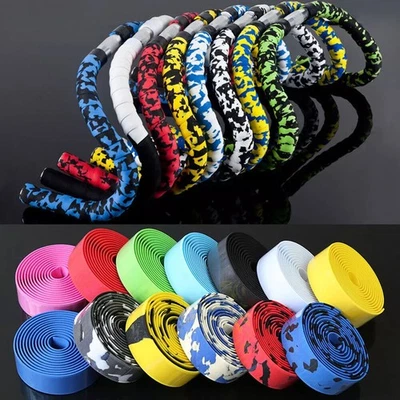 2Pcs Bike Bicycle Handlebar Tape Road Cork Grip Bar Belt Wrap Cycling 2 Bar Plug - image 1 of 4