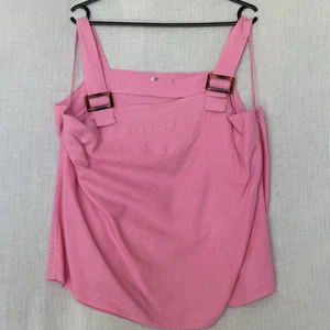 Pink Linen Blend Cami Top with Tortoiseshell Buckles – Size 14 - Picture 1 of 6