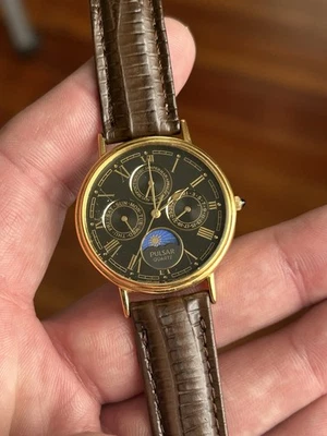 💙 RUNS PERFECTLY! Vintage 1990’s PULSAR Moon Phase Style Quartz Watch - Image 1 of 4