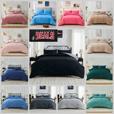 10.5 Tog Coverless Duvet Quilt Pillowcase Microfibre Bedding Single Double King - Image 1 of 4