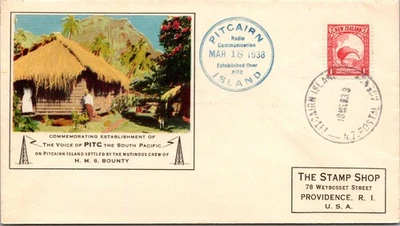 1938 Pitcairn Island Voice of Pitc Cover to Providence Rhode Island RI USA - Image 1 of 2