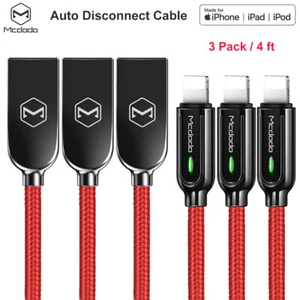 3x 4FT Auto Disconnect Cable Smart LED Charger for iPhone SE 7 8 14 13 12 11 XS - Picture 1 of 13