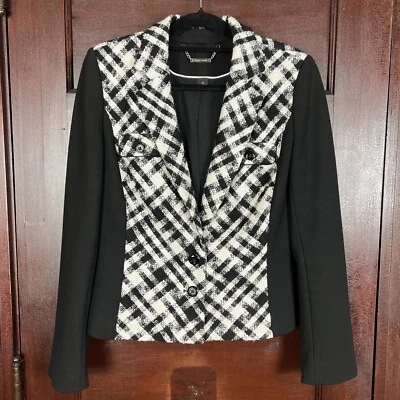 Blazer para mujer White House Black Market 12 mezcla de lana tweed chaqueta a cuadros Foto 1 de 4