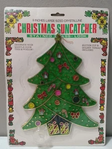 Vintage Window Christmas Tree Ornaments Floralier Faux Stained Glass Suncatcher - Picture 1 of 3