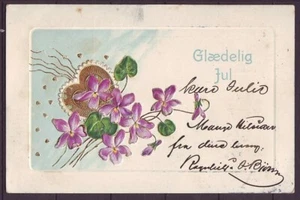 g2861/ Danimarca cartolina natale 1905 # fiori - Foto 1 di 2