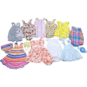 Baby Girl Lot of 12 Bundle 6-9 & 6-12 Months Outfits One Piece Dress Clothing - Picture 1 of 24