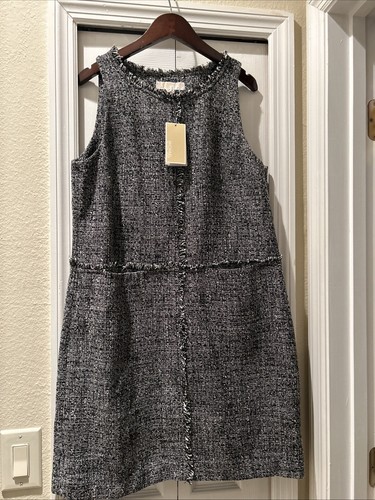 Abito maglione donna Michael Kors nero bianco tweed taglia 10 nuovo con etichetta