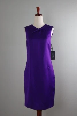 WORTH New York NWT $378 Solid Purple Bow Embellished Sheath Dress Size 0 - Image 1 of 4