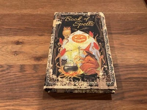 VTG Inspired  Halloween “Book of Spells” Book Shape Keepsake Box - New - Picture 1 of 6