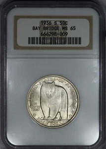 1936-S Bay Bridge Commemorative Half Dollar 50c NGC MS65 Old Holder - Picture 1 of 2