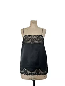 Top Yves Saint Laurent Vintage Negro Con Cordones Talla FR 42/M a L - Imagen 1 de 8