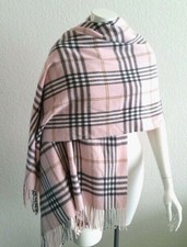 Cashmere Shawl Large Pink Plaid Made In Florence Italy 29" x 72" Scarf Wrap