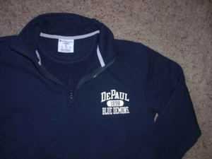 DEPAUL Blue Demons 1/4 zip neck blue CHAMPION Sweatshirt men's Small - Picture 1 of 4