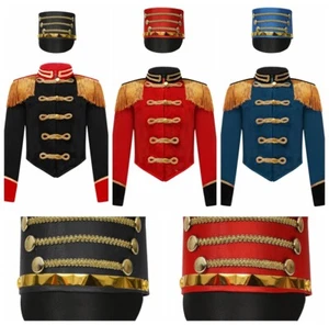 Kids Costume Cosplay Uniform Tuxedo Jacket Ringmaster Tailcoat Party Velvet - Picture 1 of 48