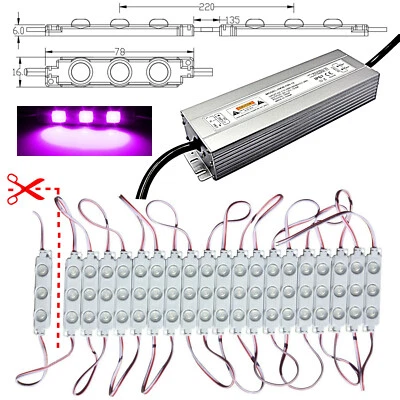 100x LED Module+Power Supply - 230V/12V - Pink - 1,5W 5730 Advertising Lighting - Image 1 of 2