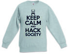 Keep Calm And Hack Society Kids Boys Girls Pullover Mr. Nerd Robot Hacker Fun