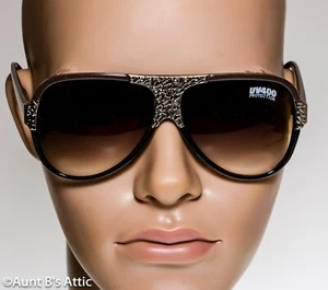 Sunglasses 70's Retro Style Pimp Shaded Lens W/ Gold Accent Costume Sunglasses - Picture 1 of 6