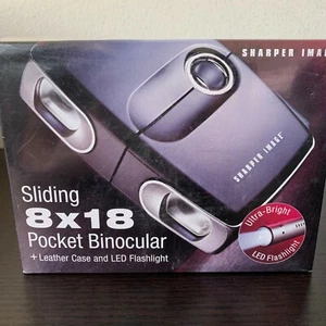 Sharper Image 8x18 Pocket Binocular w/ Leather Case and LED Flashlight - Picture 1 of 4
