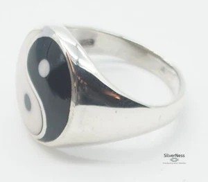 SilverNess Men's Jewellery Yin Yang Ring: Sterling Silver 925 - Picture 1 of 3