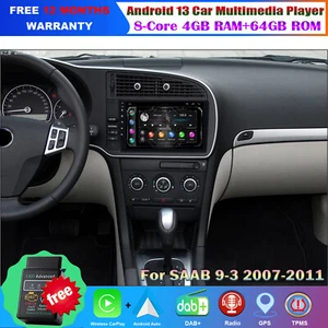 Für Saab 9-3 2007-2011 Touchscreen Autoradio GPS Android13 BT CarPlay Navigation - Bild 1 von 22