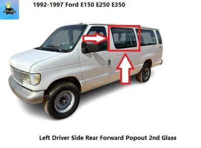 F2UZ1529727D 92-97 Ford E250 E350 Puerta Trasera Izquierda Ventana Despotente Vidrio Foto 1 de 4